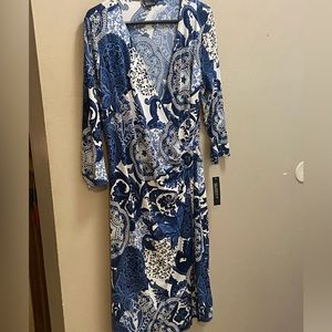 Blue and white dress